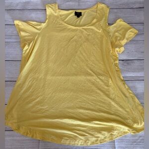JM Collection Sunny Yellow Cold-Shoulder Tank Top